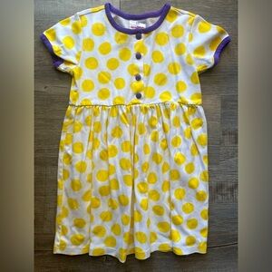 Hanna Andersson Yellow Polka Dot Dress, 100% Cotton, Girls Sz 5T